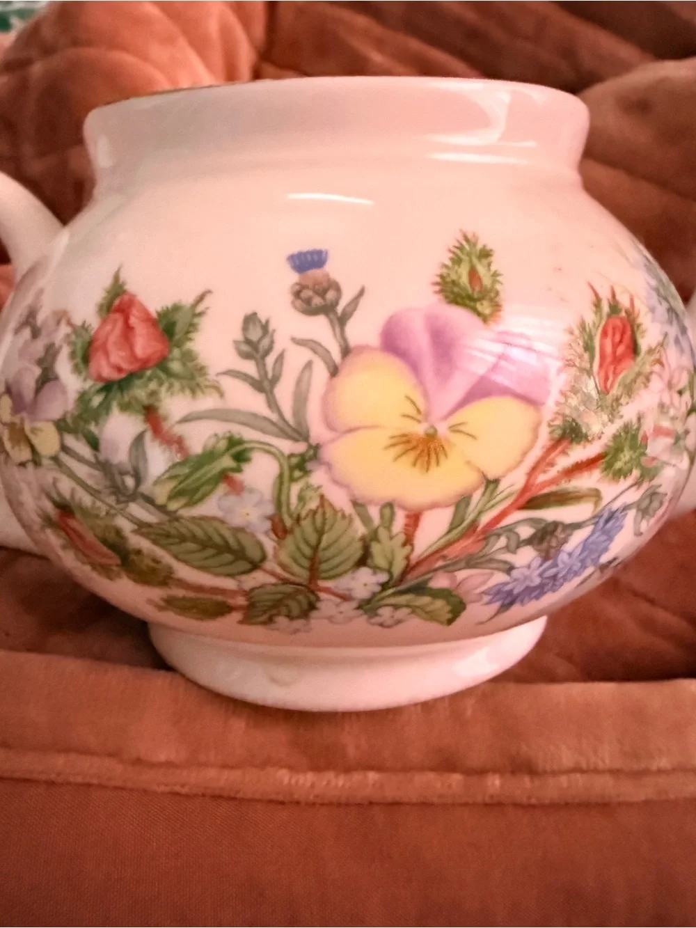 Rare Aynsley  Floral Teapot with Gold Trim - Pansy Motif.